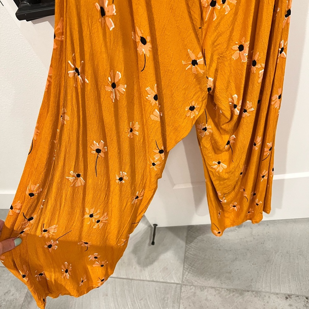 Anthropologie Mustard Yellow Floral Jumsuit - Picture 6 of 6